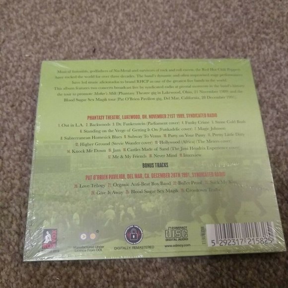 Red Hot Chili Peppers Media Red Hot Chili Peppers Live Cd Lakewood Oh 989 Del Mar Ca 1991